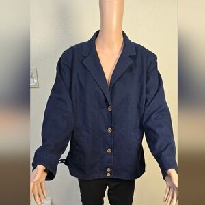 Lauren Ralph Lauren Women's Navy Blazer Gold Button Size 16w Jacket